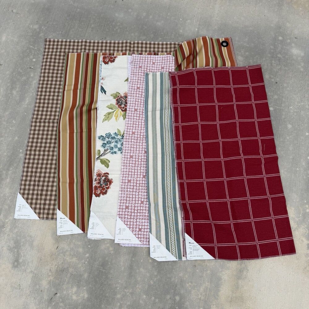 BALLARD DESIGNS FLORAL Striped Pattern MULTIUSE FABRIC (6 PIECES) 54”